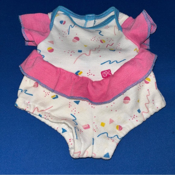 Cabbage Patch 1987 Confetti Romper White Pink Blue Vtg P8-873A - Picture 1 of 9